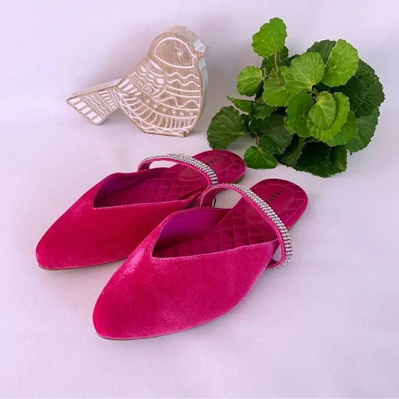 torrid Shoes Torrid Rhinestone Almond Toe Flat Fuchsia Berry